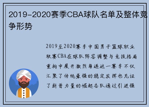 2019-2020赛季CBA球队名单及整体竞争形势